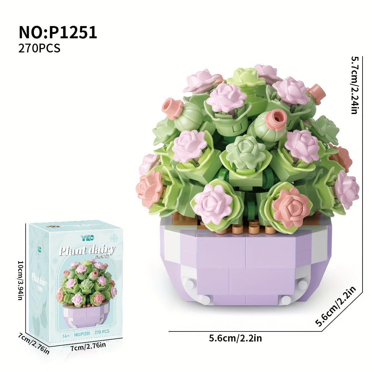 Eternal Flower Succulent Plant Potted Assembly Building Block Toys