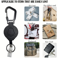 Portable Heavy Duty Retractable Keychain with Steel Wire Rope for Outdoor