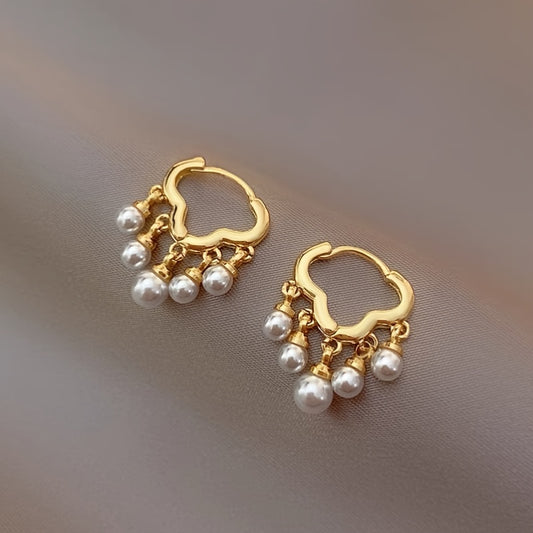 2pcs Girls Cloud Tassel Faux Pearl Fairy Earrings Set