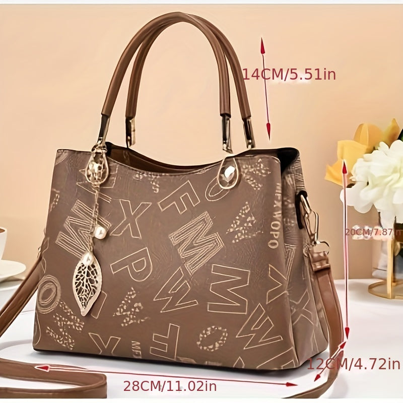 Retro Textured Pattern Handbag Top Handle Purse All Match PU Leather Bag