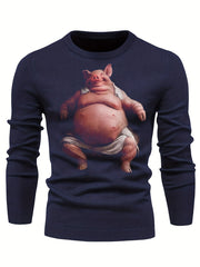 Funny Fat Pig Pattern Men's Knitted Sweater