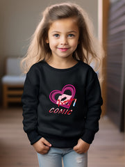 Girls Heart Pattern Crew Neck Long Sleeve Sweatshirt Spring Fall