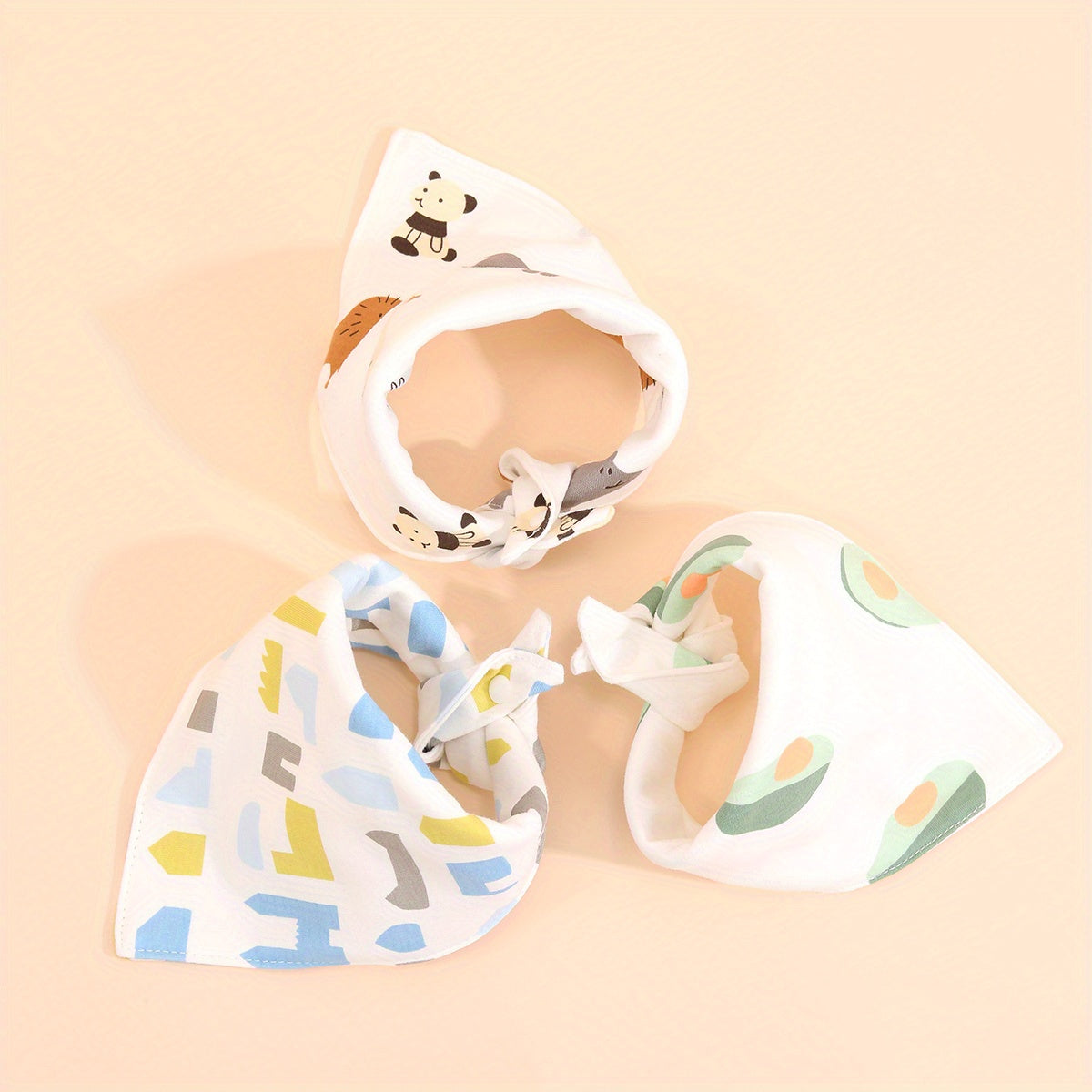 3pcs Baby Bibs Cotton Drooling Scarf Burp Cloths Bandana Bibs