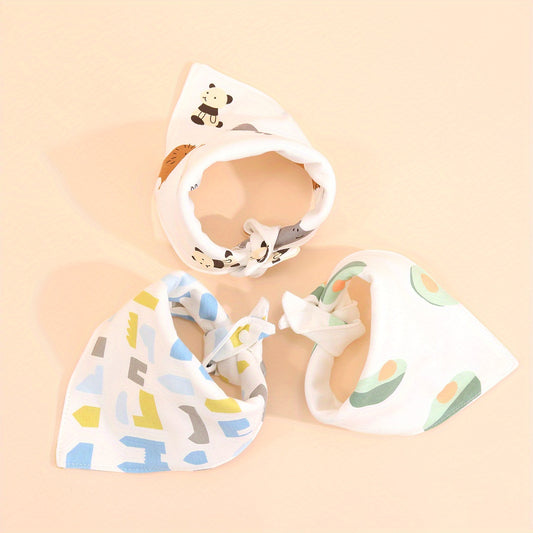 3pcs Baby Bibs Cotton Drooling Scarf Burp Cloths Bandana Bibs