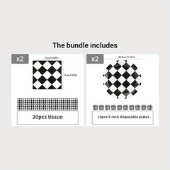 Checkered Party Supplies Disposable Plates, Tissues, Tablecloths, Gift Bags