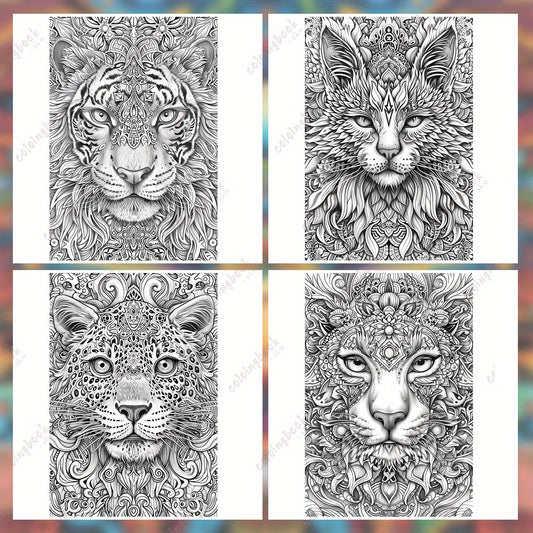 Animal Mandalas Coloring Book - Vibrant Cat & Intricate Patterns for Adults