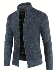 Men's Warm Geometric Pattern Cardigan