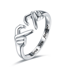 Adjustable Silvery Heart Ring 18K Plated Love Jewelry for Women Teens