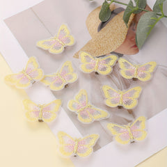 10pcs Yellow Butterfly Hair Clip Embroidered Duck Billed Clip for Women Girls