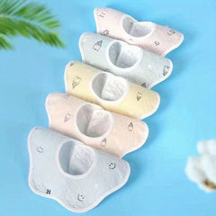 5pcs Cotton Baby Bibs, Waterproof Saliva Towel, Petal Style Bib