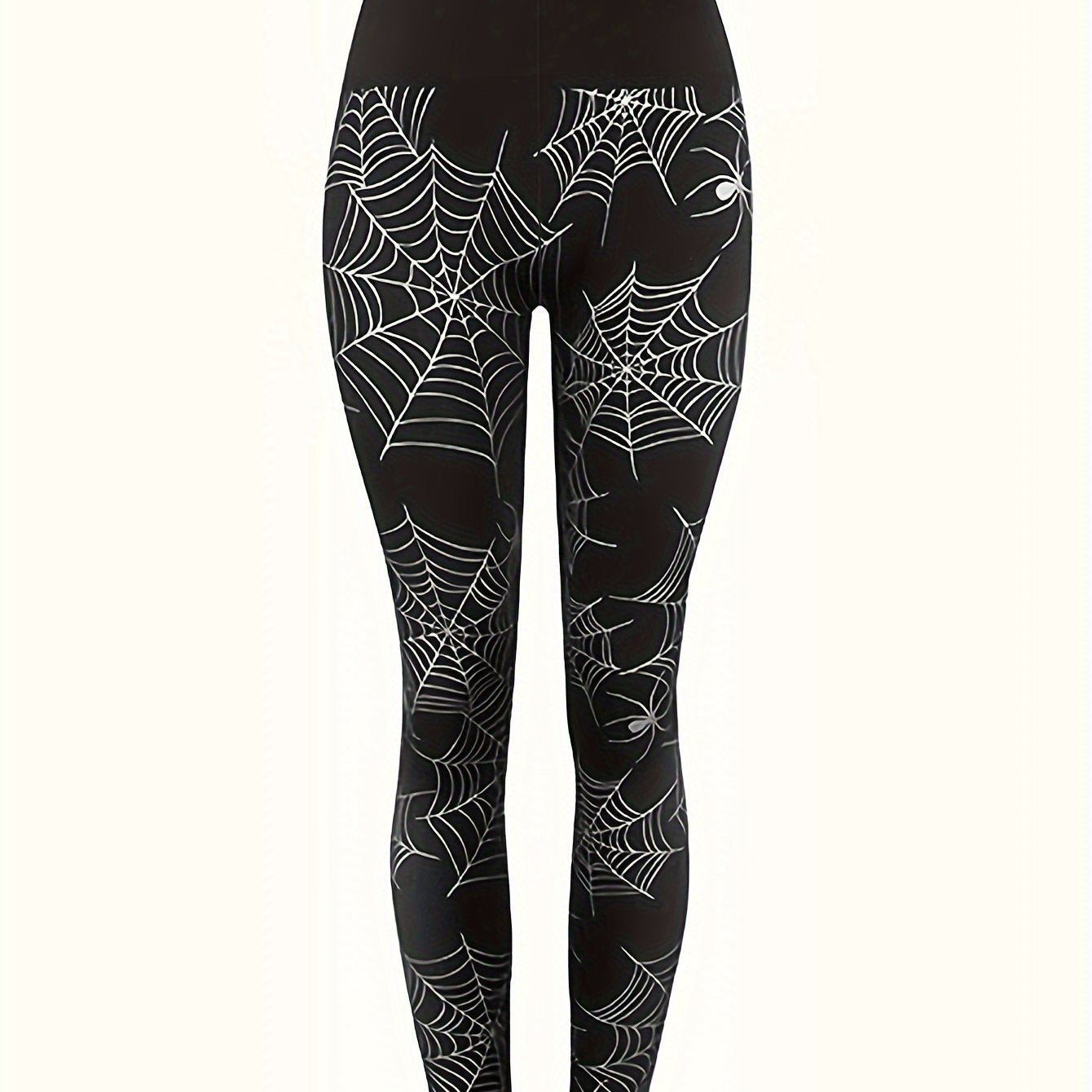  Spider Web Print High Rise Skinny Trousers
