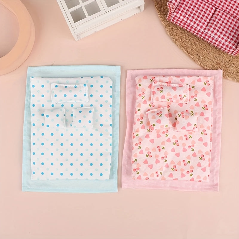 Mini Doll House Model Bedroom Scene Decorative Accessories Bedding Set
