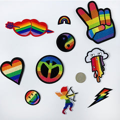 10pcs LGBT Rainbow Patch Embroidery Fabric Stickers Gay Lesbian Bisexual Transge