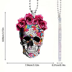 Stylish Flower Skull Car Pendant