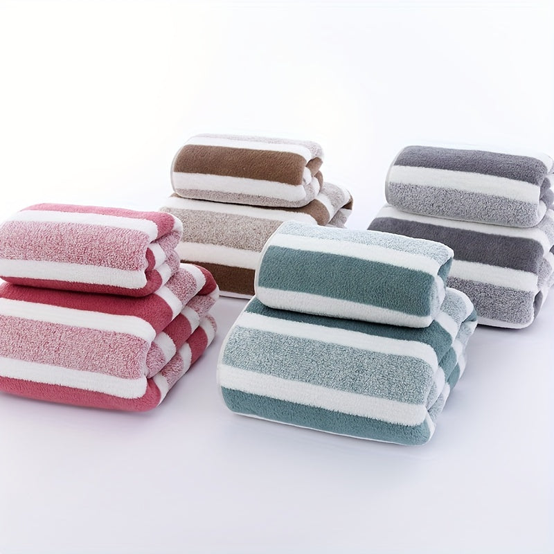2pcs Coral Velvet Towel Set Quick Drying Soft Towel Bath Towel
