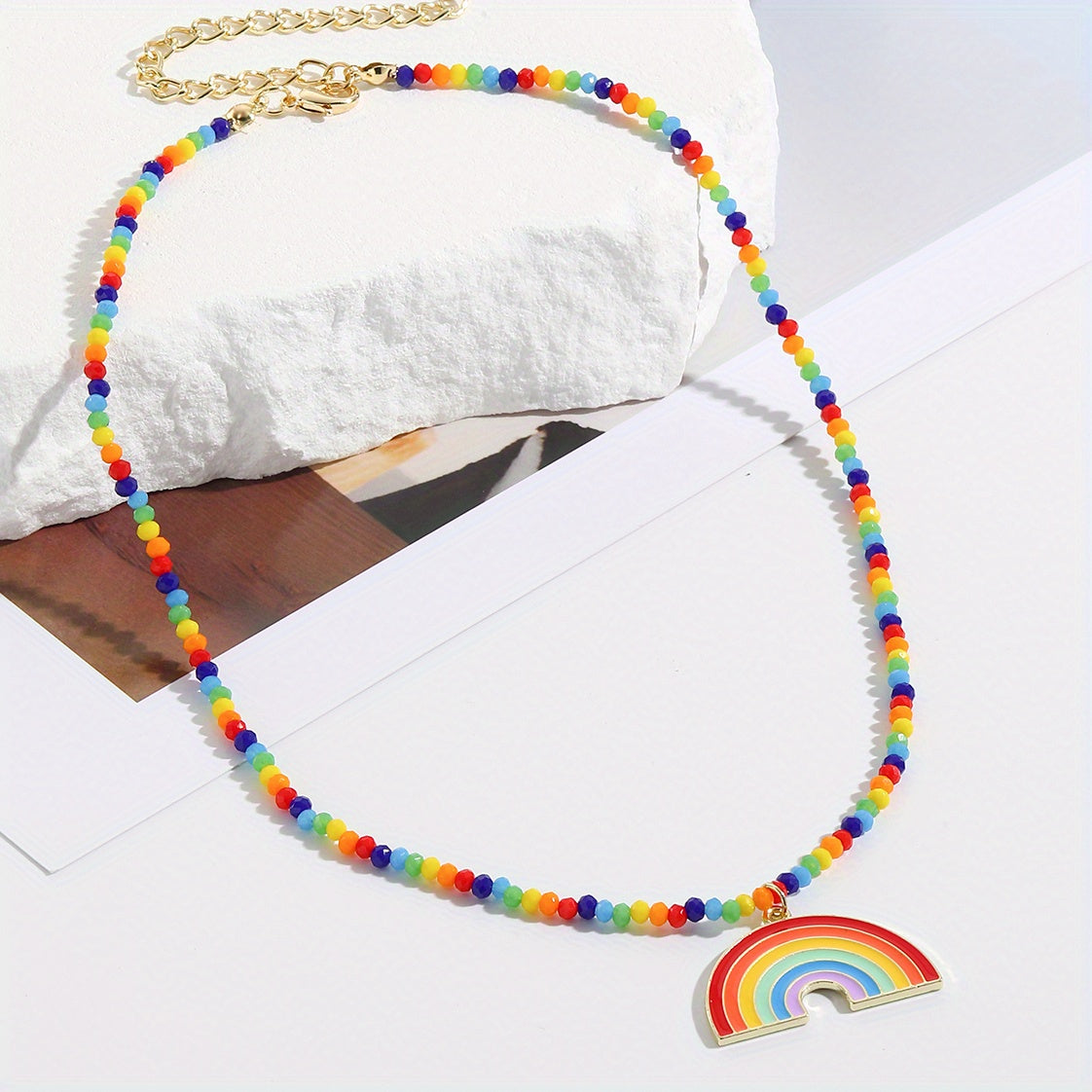 LGBT Rainbow Pendant Necklace for Women Chocker Pride Month Gift
