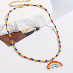 LGBT Rainbow Pendant Necklace for Women Chocker Pride Month Gift