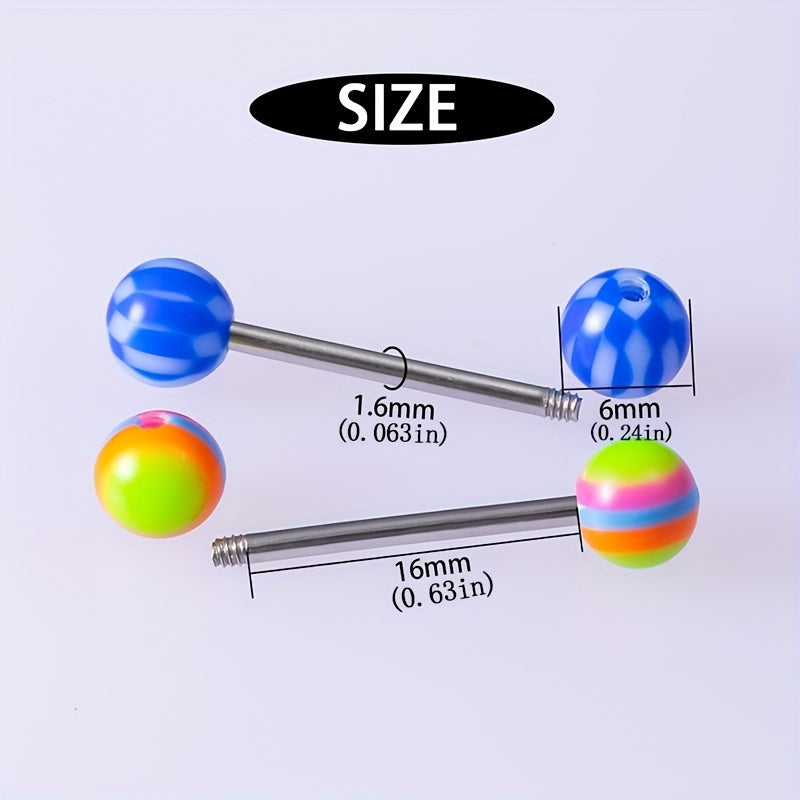 10pcs Colorful Acrylic Ball Tongue Barbell Stud Nipple Ring Tragus
