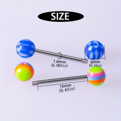 10pcs Colorful Acrylic Ball Tongue Barbell Stud Nipple Ring Tragus