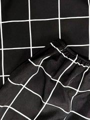  Grid Print Button Up Shirt Dress With Belt