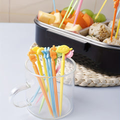 20pcs Animal Fruit Fork Mini Plastic Cartoon Stick Party Cake Fruit D