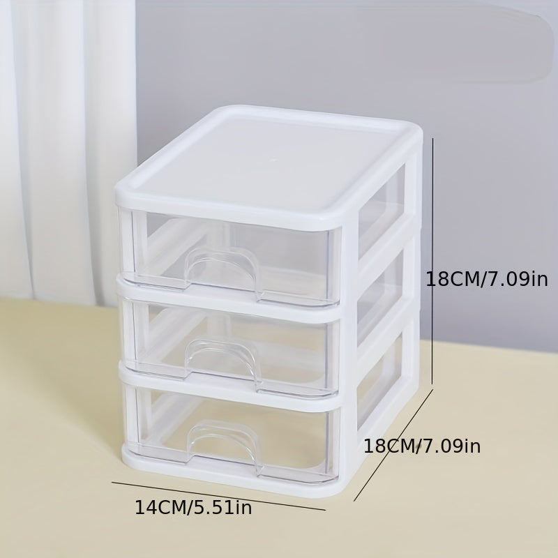 Plastic Drawer Storage Box Organizer Cosmetics Makeup Office Desk
