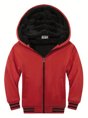 Boys Warm Hooded Sweatshirt with Zip Up Pockets
