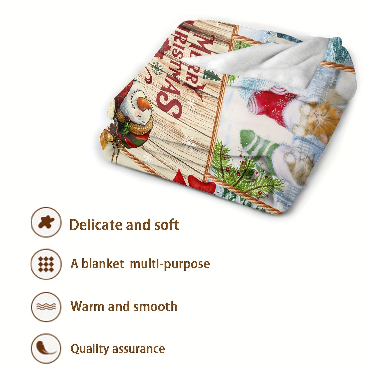 Christmas Snowman Flannel Blanket Lightweight Warm Soft Comfort for Travel Campi