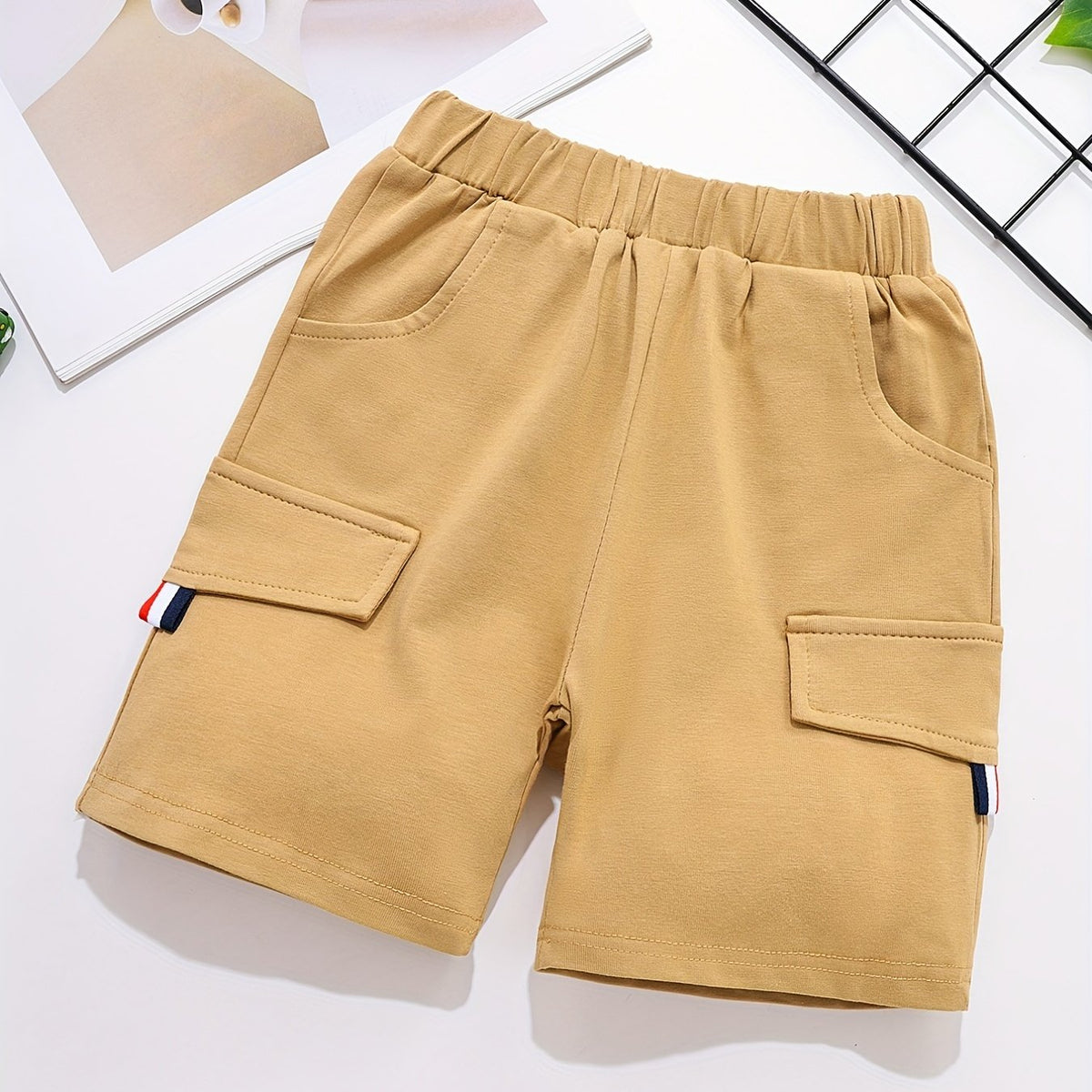 Boys Cargo Shorts with Pocket, Elastic Waist for Summer