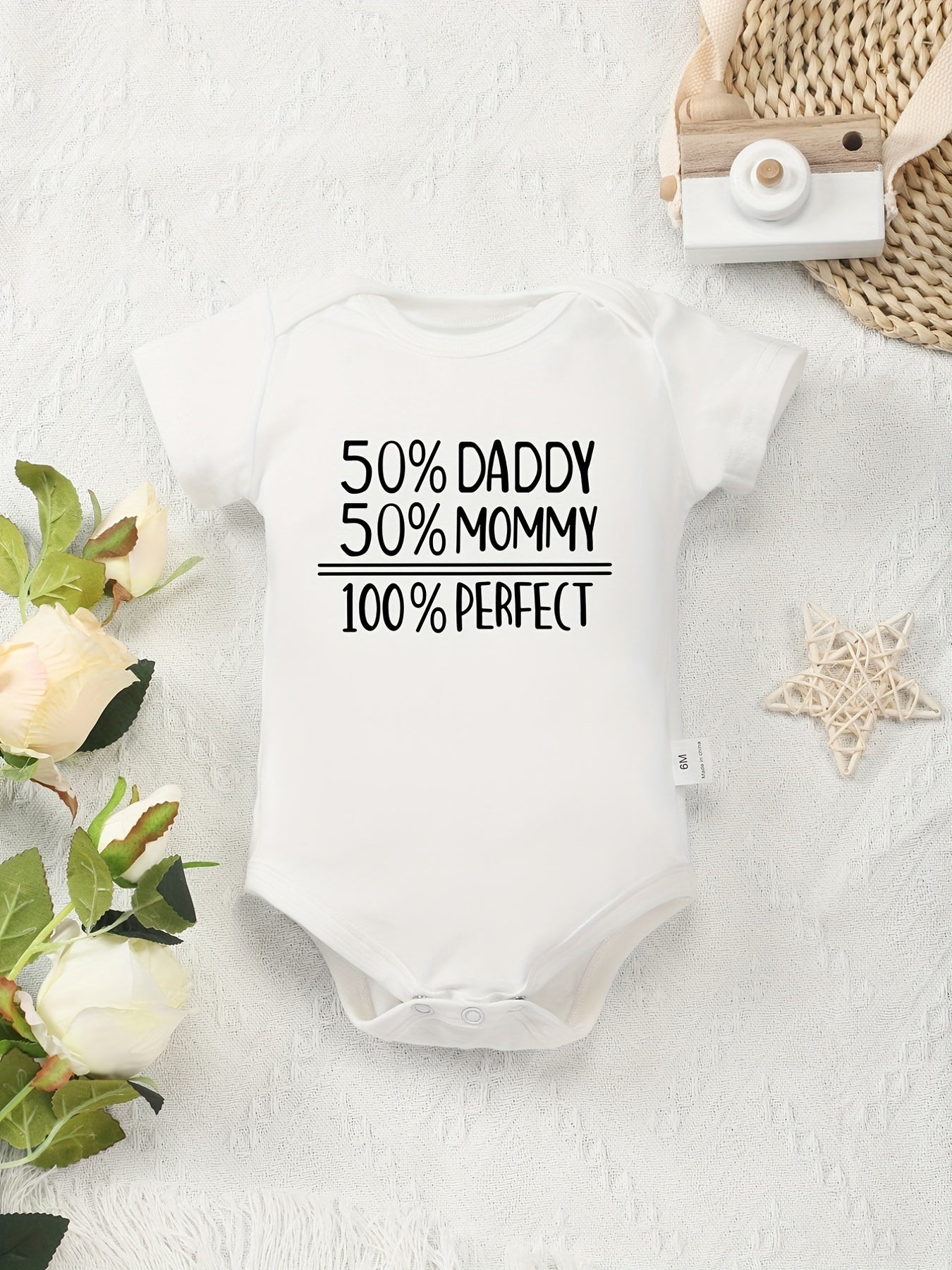 Cotton Letter Print Baby Onesies Comfortable Crew Neck Soft Baby Bodysuits