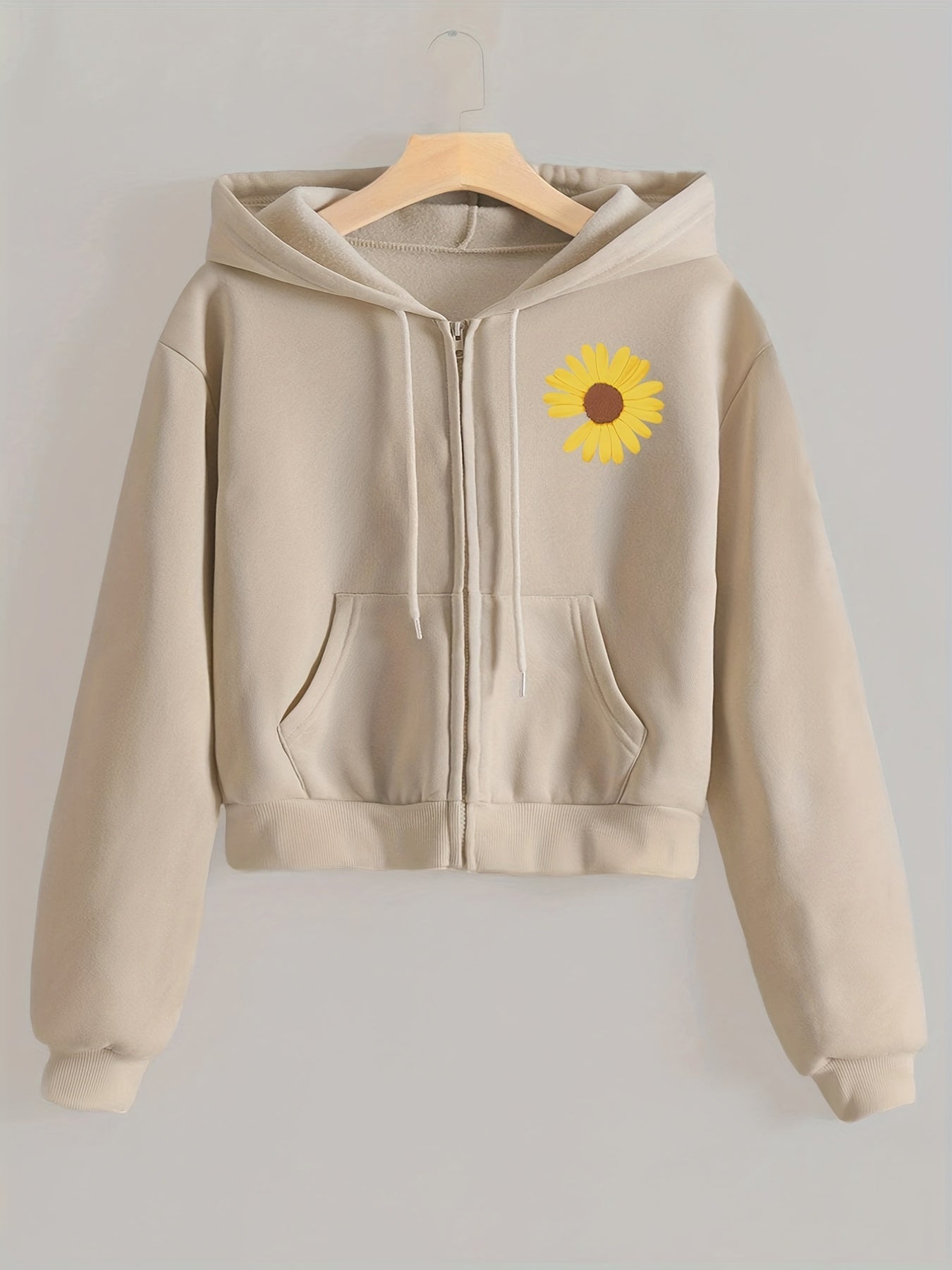 Women's Zip Up Crop Hoodie with Pocket