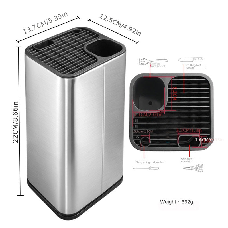 Stainless Steel Knife Holder Shelf Slot Kitchen Storage Rack