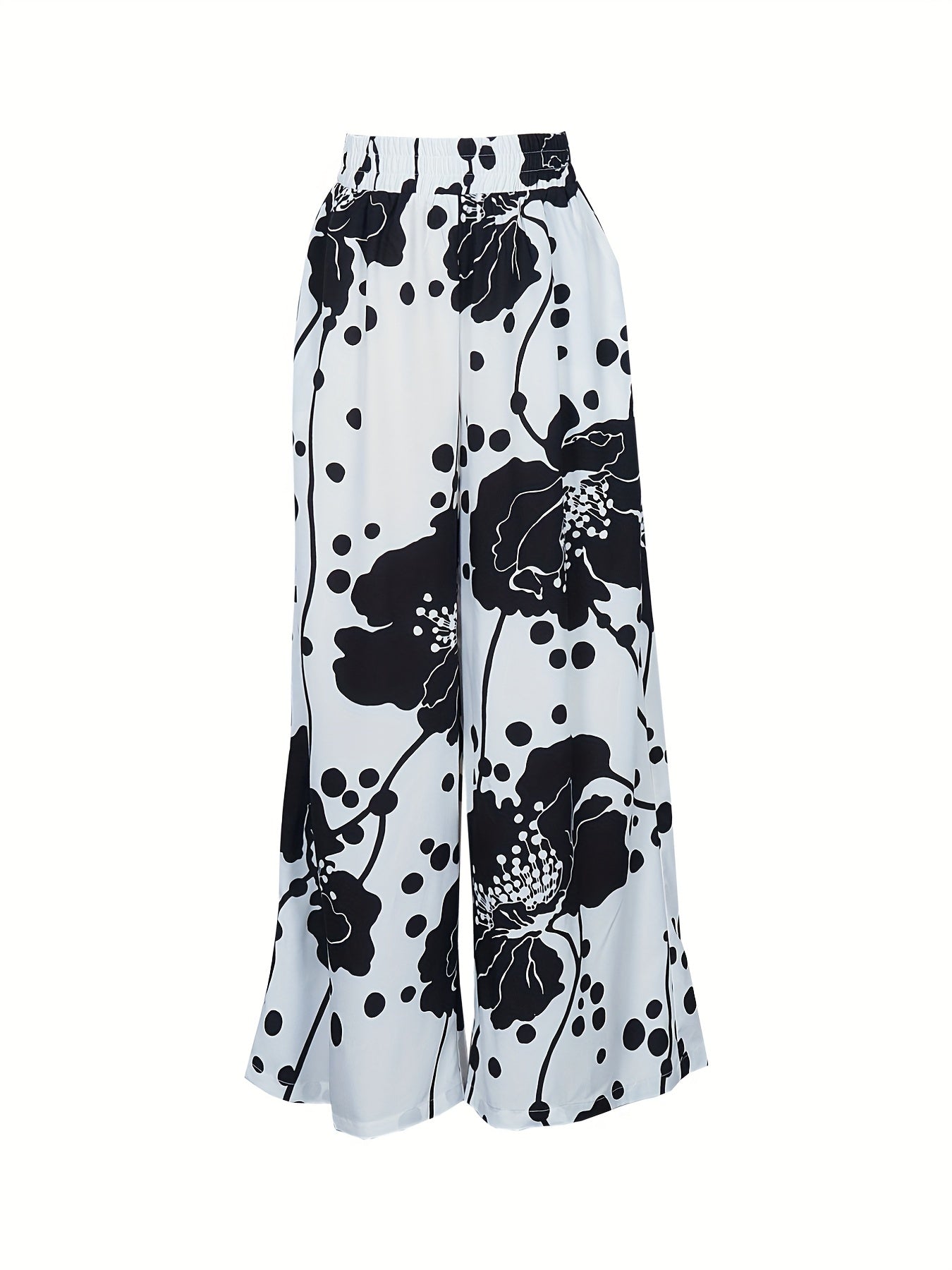  Abstract Figure Print High Waist Wide Leg Loose Pants
