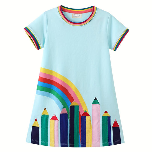 Girls Rainbow Graphic Princess Dress