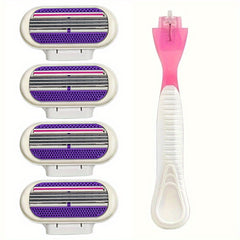 4 Women's Safety Razor with 3 Blade Fusion Blades for Smooth Shaving