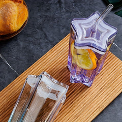 2pcs 300ml Glass Water Cocktail Cup with Straw