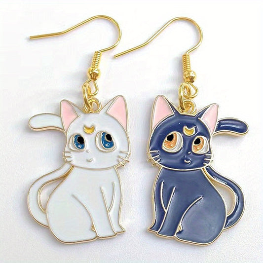 Cartoon Cat Dangle Earrings Animal Metal Drop Earring Lovely Jewelry