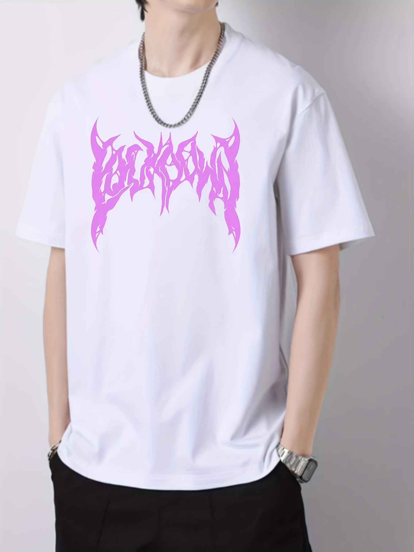 Men's Slim Fit T-shirt Creative Letters Print Spring Summer Top