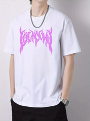 Men's Slim Fit T-shirt Creative Letters Print Spring Summer Top