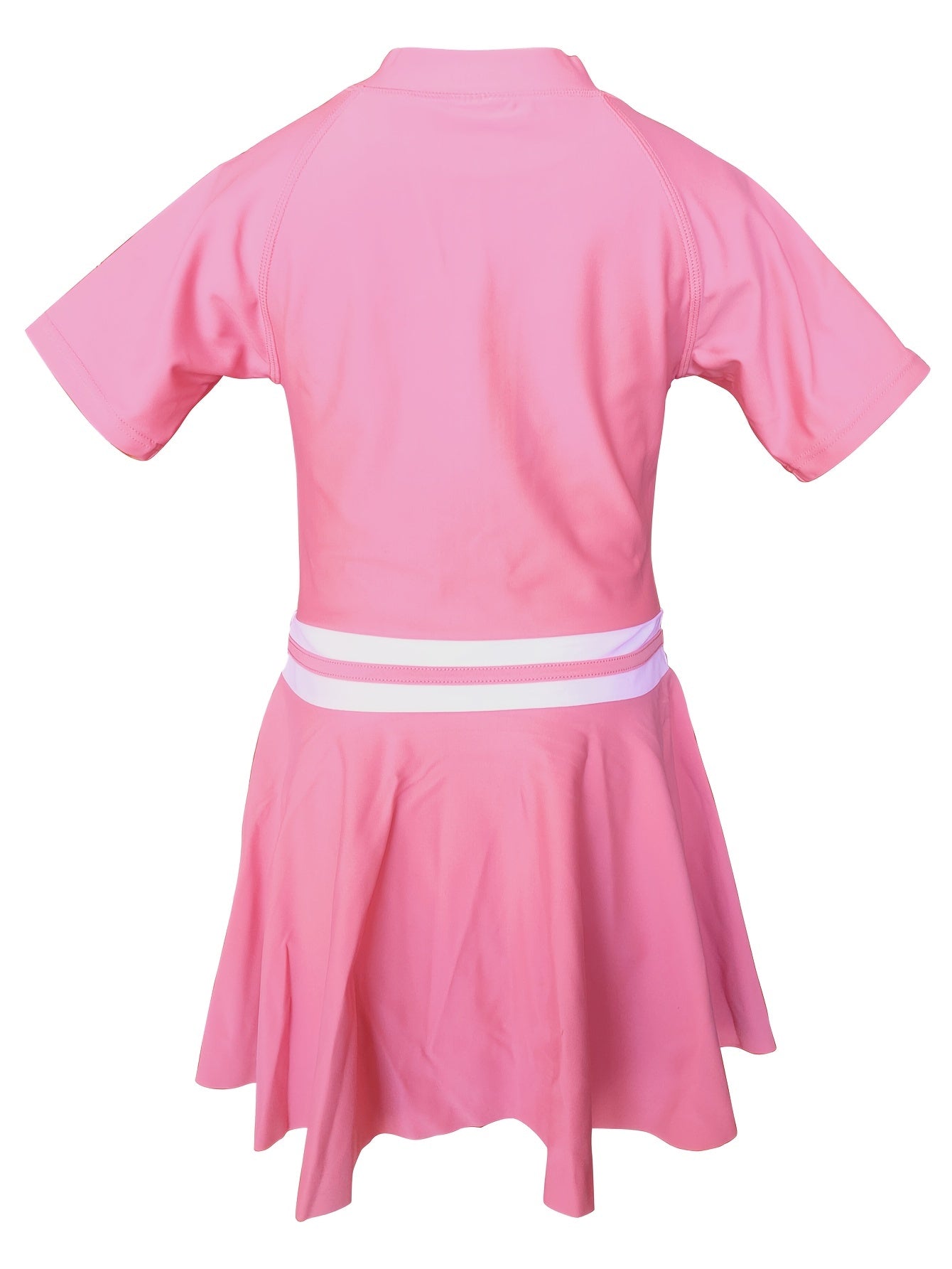 Girls Splicing Short Sleeve Zip Swimwear
