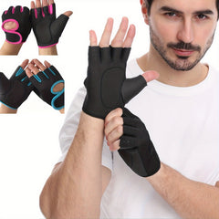 Solid Fingerless Gym Gloves Non slip Fitness Sports Gloves