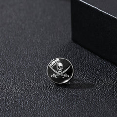 Skull Pattern Time Stone Men's Brooch Collar Pin