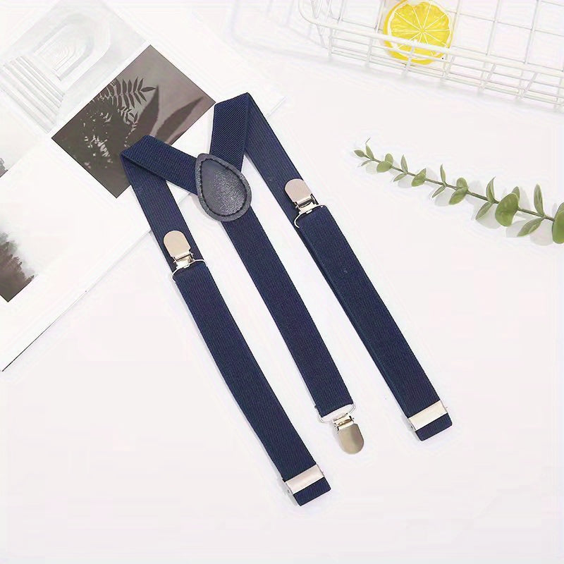 Solid Suspenders Men's And Women's Universal Three clip Suspenders