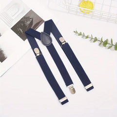 Solid Suspenders Men's And Women's Universal Three clip Suspenders