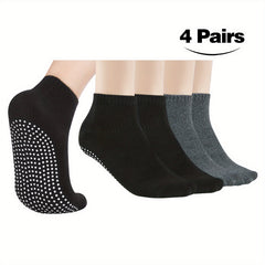 4 Pairs Women's Non-slip Yoga Pilates Socks Elastic Dance Training Socks