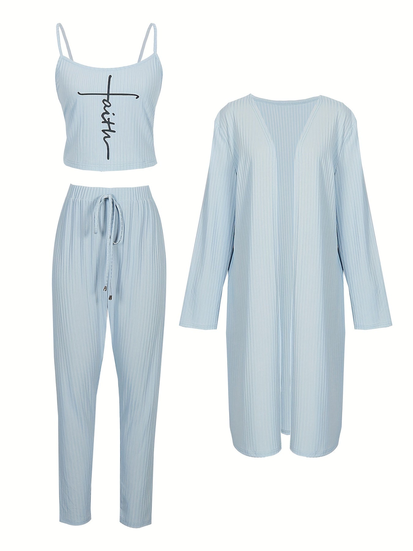  Casual Set: Letter Print Crop Top, Leggings, Long Sleev