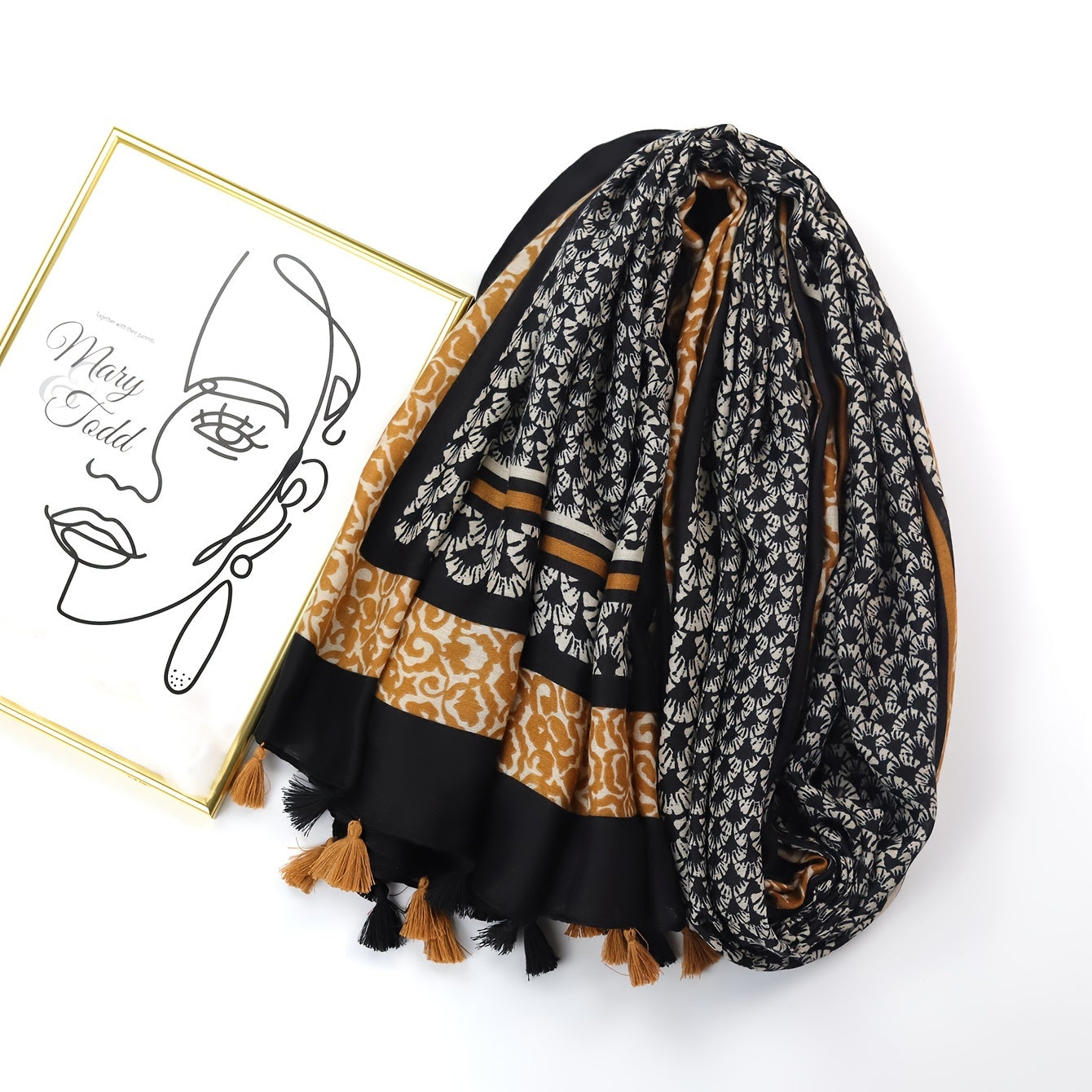 Vintage Plaid Tassel Scarf Shawl Mid Length Wrap 89x180cm