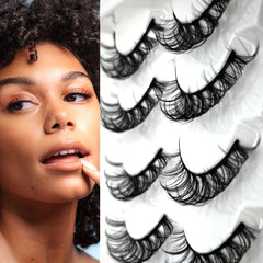 4 Pairs D Curling 12mm False Eyelashes Natural Look Thick Wispy Lashes