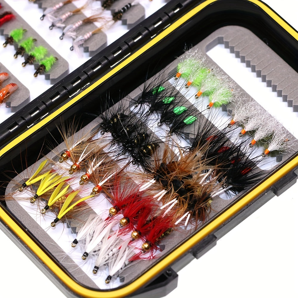 88pcs Trout Fishing Flies Dry Wet Nymph Midge Larvae Set with Fly Box