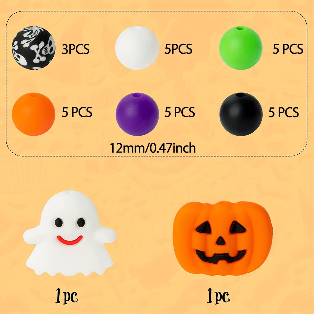 Spooky Halloween Pumpkin Silicone Beads for DIY Jewelry Making